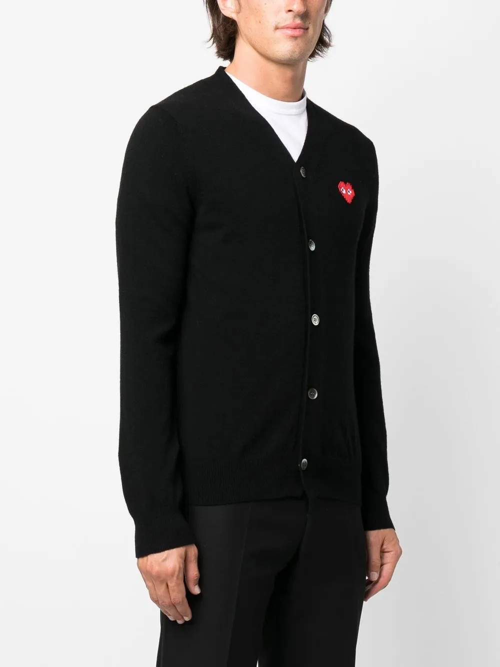 Кардиган тонкой вязки с нашивкой-логотипом Comme Des Garçons Play, черный — фото 3