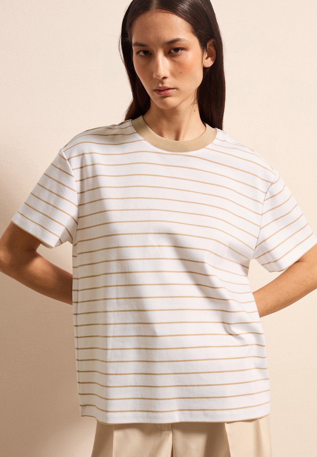 

Футболка с принтом BOXY-FIT STRIPED Stefanel, белый