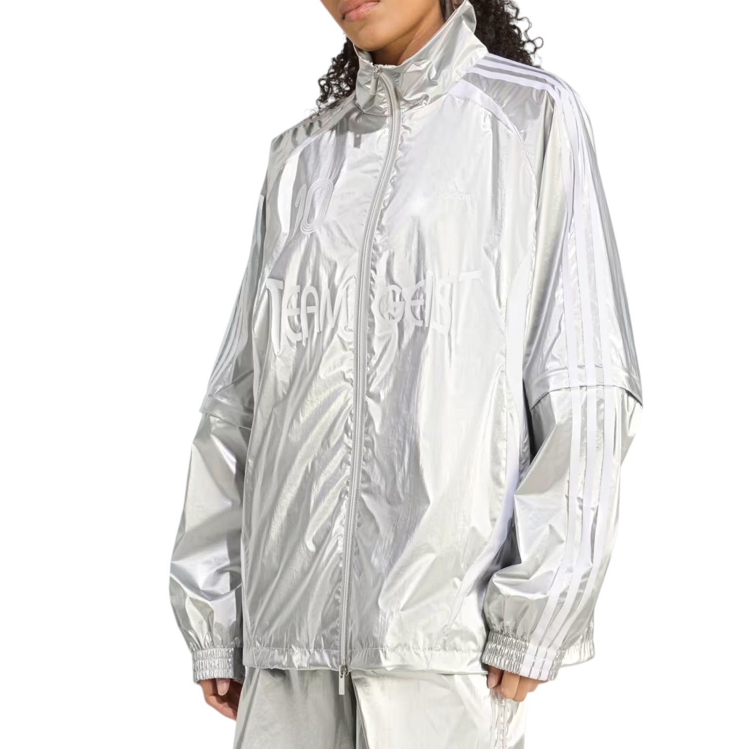 (WMNS) Adidas Adilenium Season 4 Team Geist Oversized Silver Track Top 'Silver Metallic' — фото 2