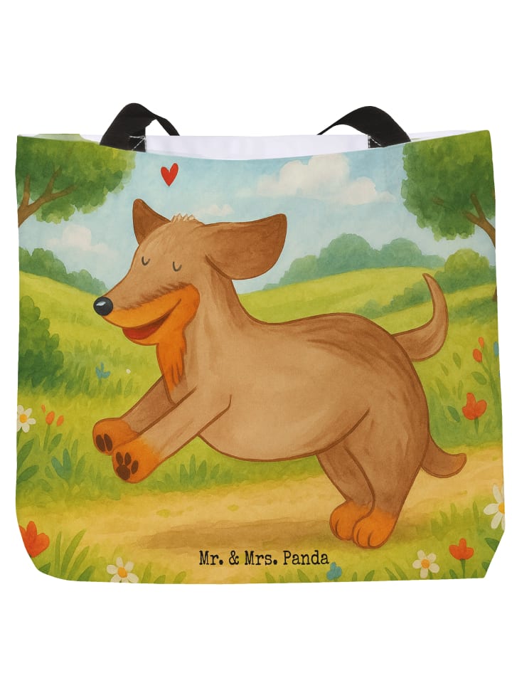 

Сумка-шоппер с изображением таксы, без слогана, белого цвета Mr. & Mrs. Panda