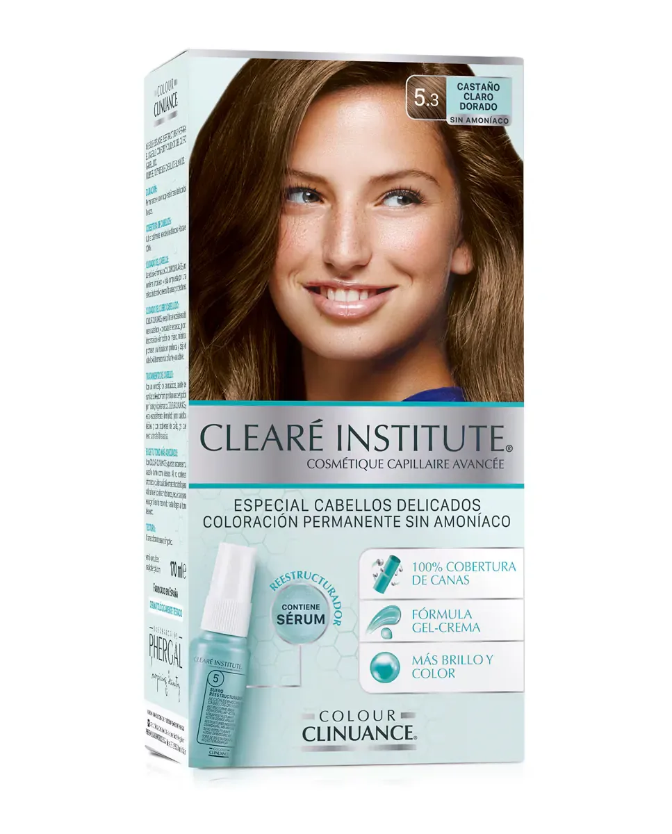 Постоянное окрашивание Colour Clinuance для нежных волос Clearé Institute, 5.3 Castaño Claro Dorado