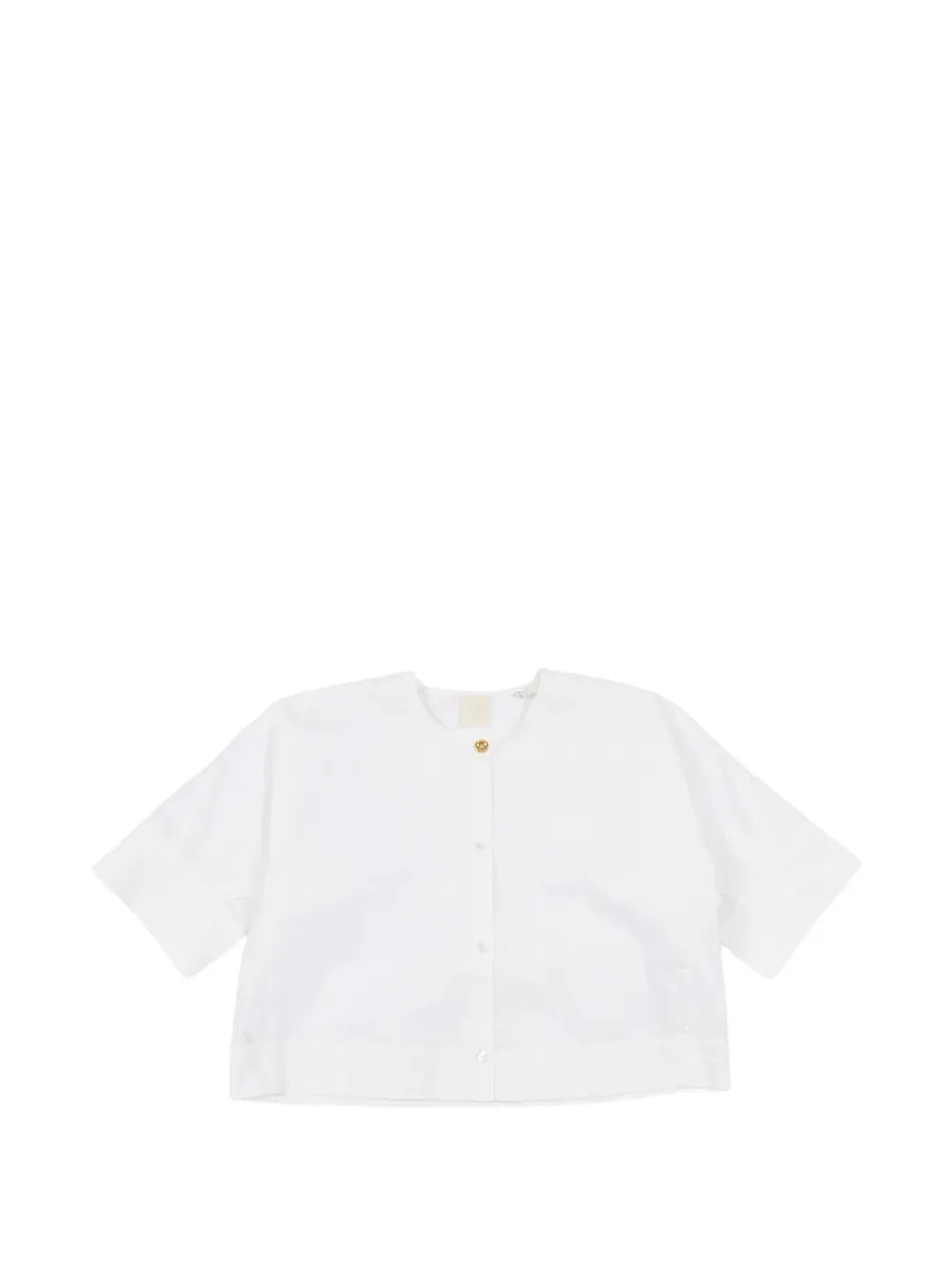 Рубашка с короткими рукавами и вышитой нашивкой Givenchy Kids, белый