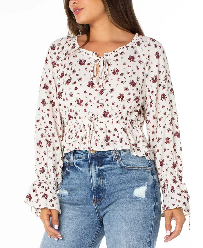 

Топ в крестьянском стиле с цветочным принтом и оборками на подоле для юниоров Celebrity Pink, мультиколор