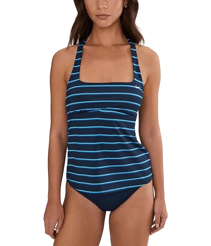 Купальник Nike Preppy Pinstripe Square Neck Tankini, Midnight Navy — фото 2