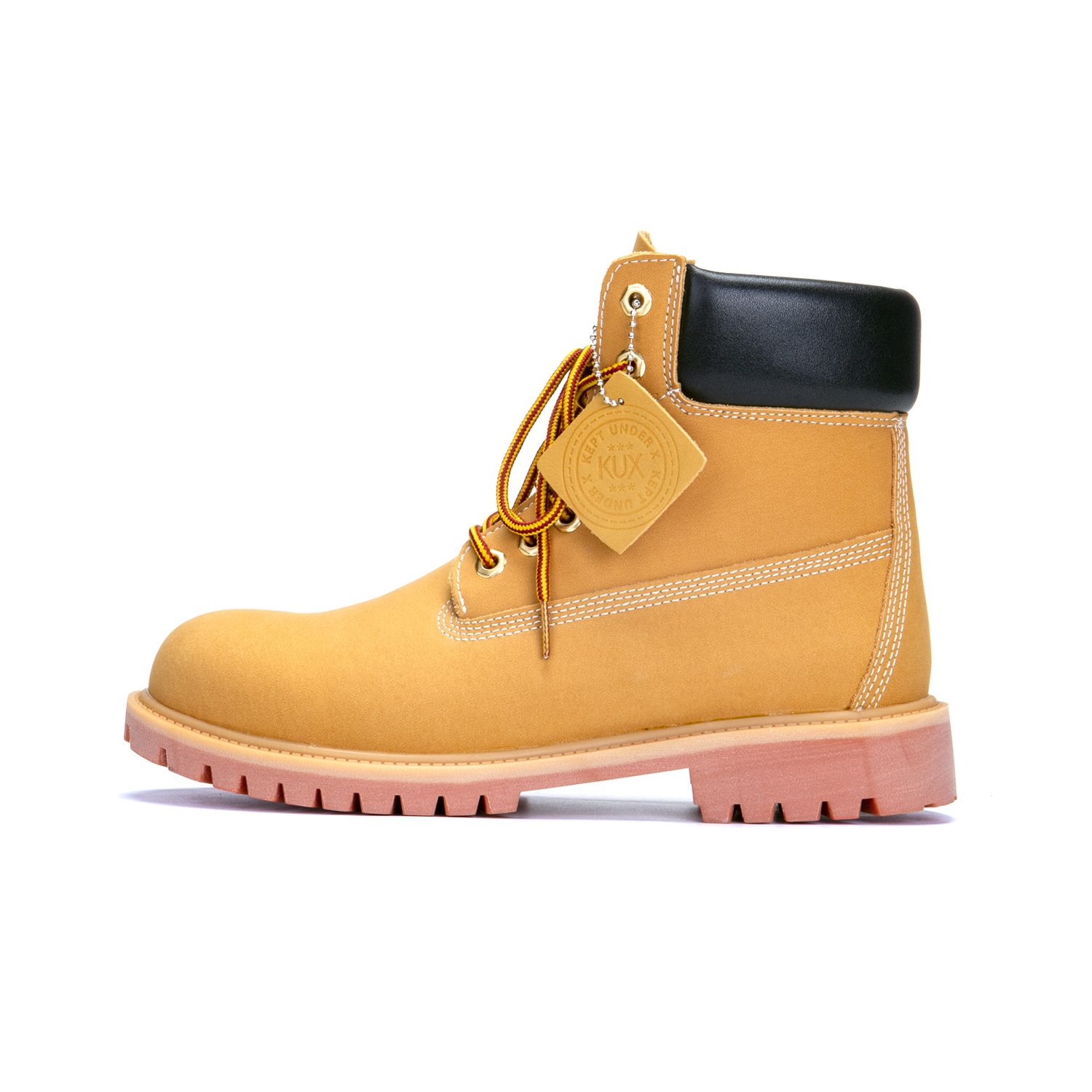 

KUX Классические желтые ботинки короткие мартинсы унисекс утепленные с флисовой подкладкой для работы на открытом воздухе желто-коричневые