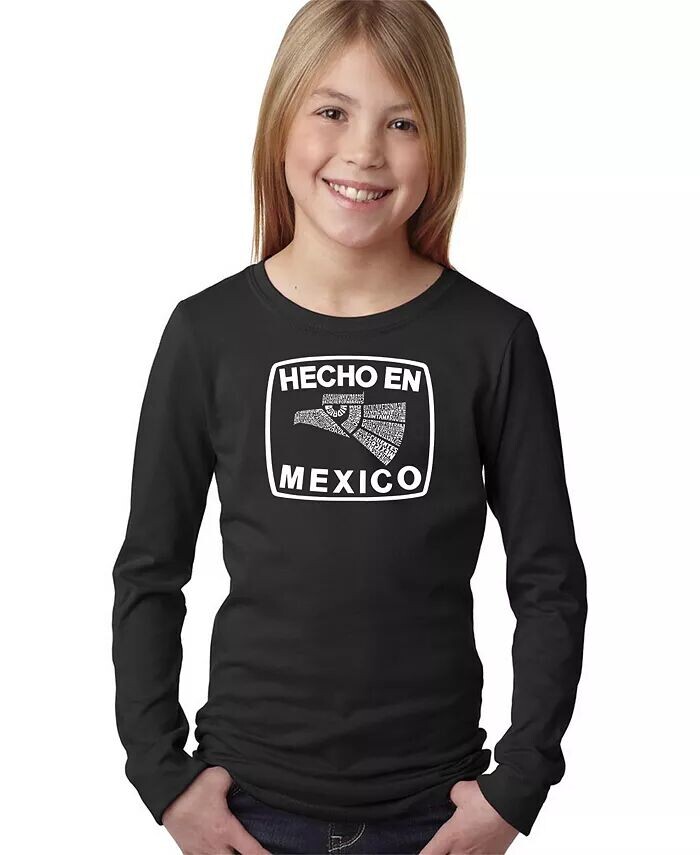 

Word Art с длинным рукавом для девочек — HECHO EN MEXICO La Pop Art, черный