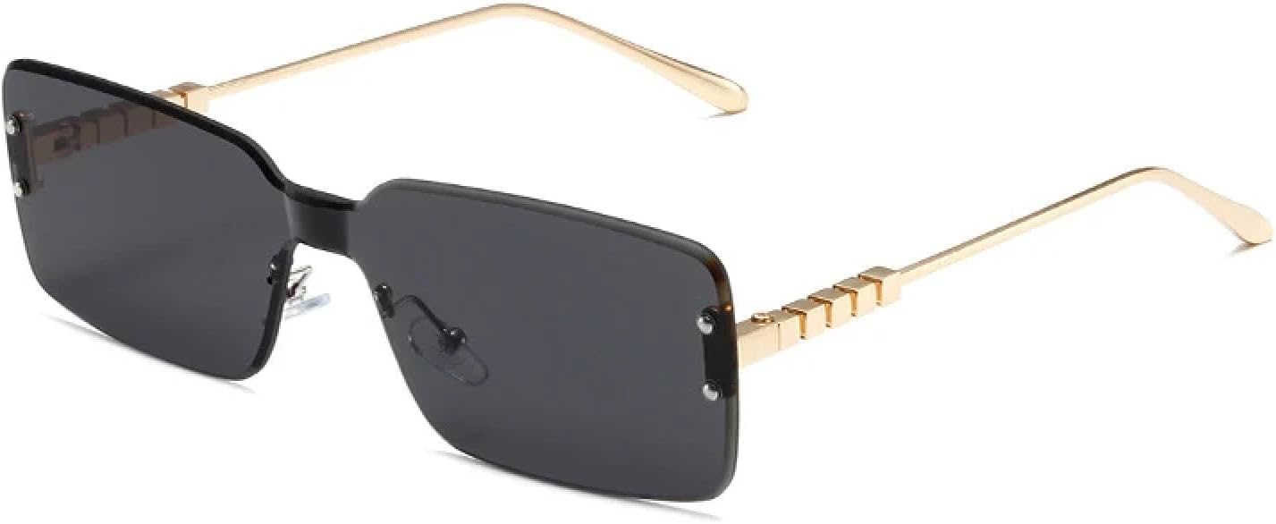 

Винтажные классические солнцезащитные очки без оправы, цельные, для женщин и мужчин, модные, роскошные, для путешествий и вождения, трендовые солнцезащитные очки с защитой от УФ-излучения UV400 TKKTLLT, Gold Gray