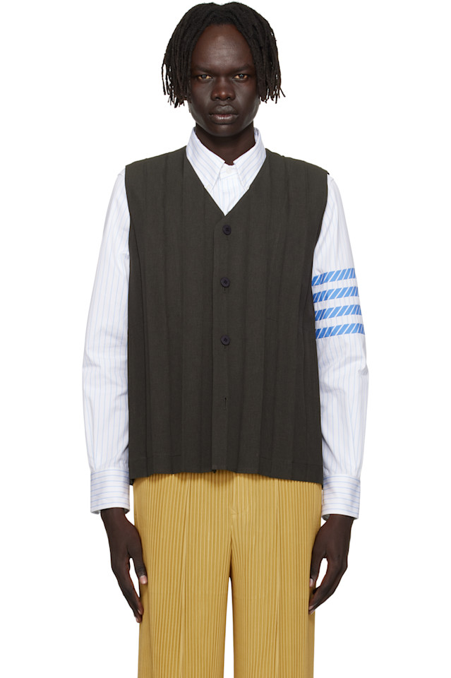 

Homme Plissé Issey Miyake Жилет с коричневой каймой