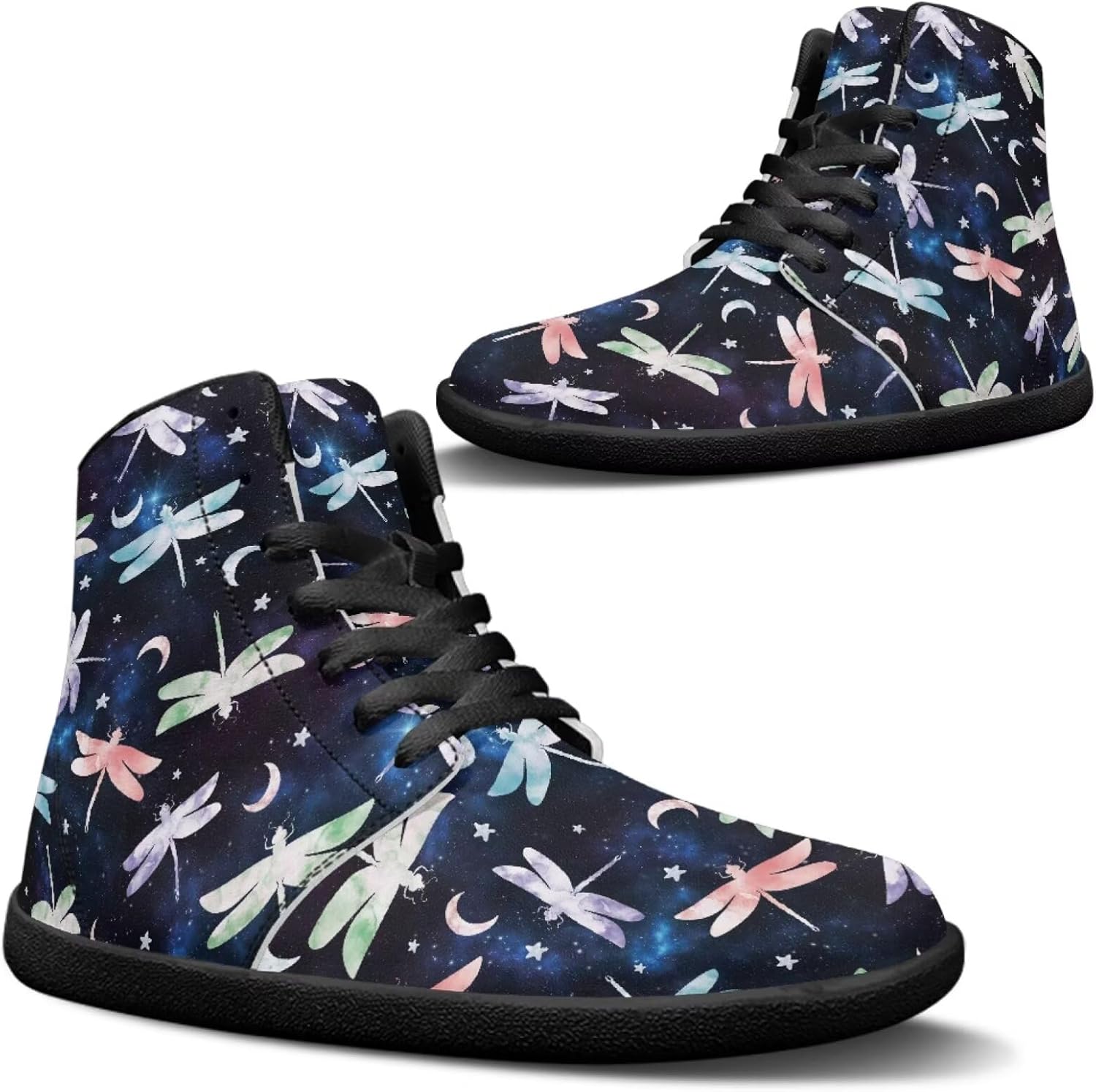 

Высокие кроссовки Jeiento Босоножки для мужчин и женщин с широким носком и дизайном бабочки, Dragonfly Galaxy