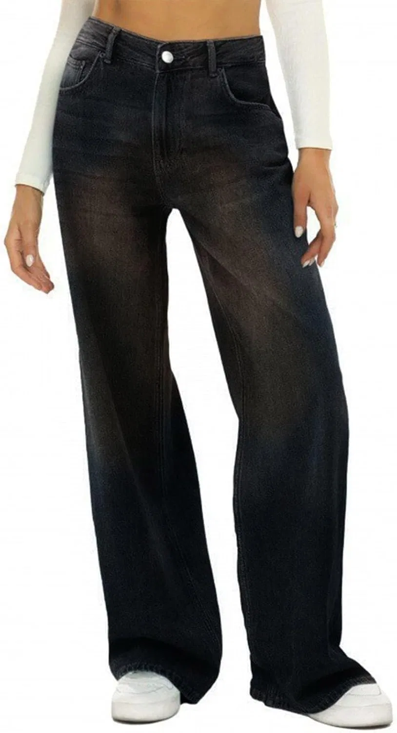 Джинсы свободные Woman Wide Leg, черный