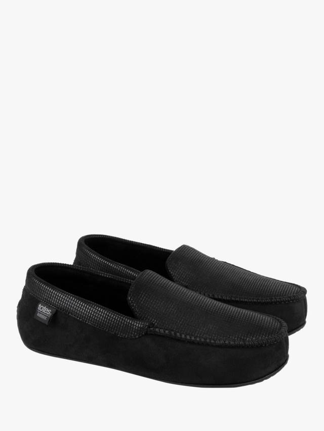 Мужские мокасины isotoner с квадратным рисунком smart moccasin slippers  totes, черный — фото 3
