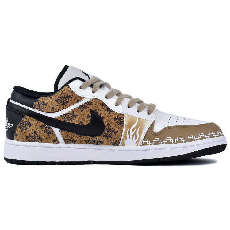 Кроссовки Air Jordan 1 Vintage Basketball Shoes Men Low-top Khaki/black/white, белый — фото 2