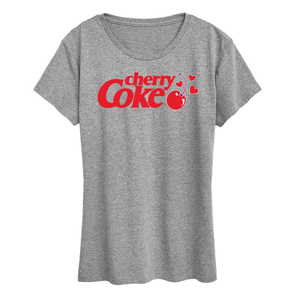 

Женская футболка с рисунком Cherry Coke Heart Cherry Licensed Character, цвет Heather Gray