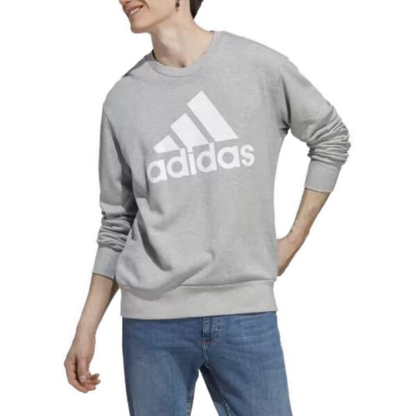 Рубашка Essentials французский трикотаж большой логотип толстовка Adidas, серый — фото 3