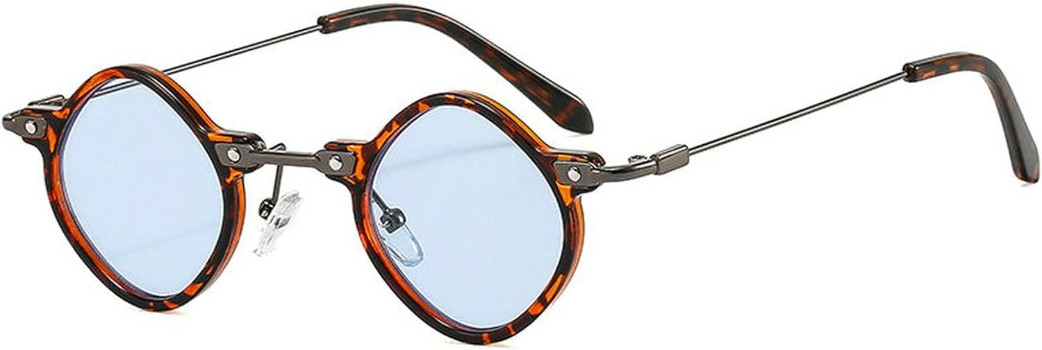 

Солнцезащитные очки COTIA Retro Polygon Small Square для женщин, модные, с прозрачными линзами цвета океана, защита от УФ-излучения UV400, для мужчин, в стиле панк, Blue