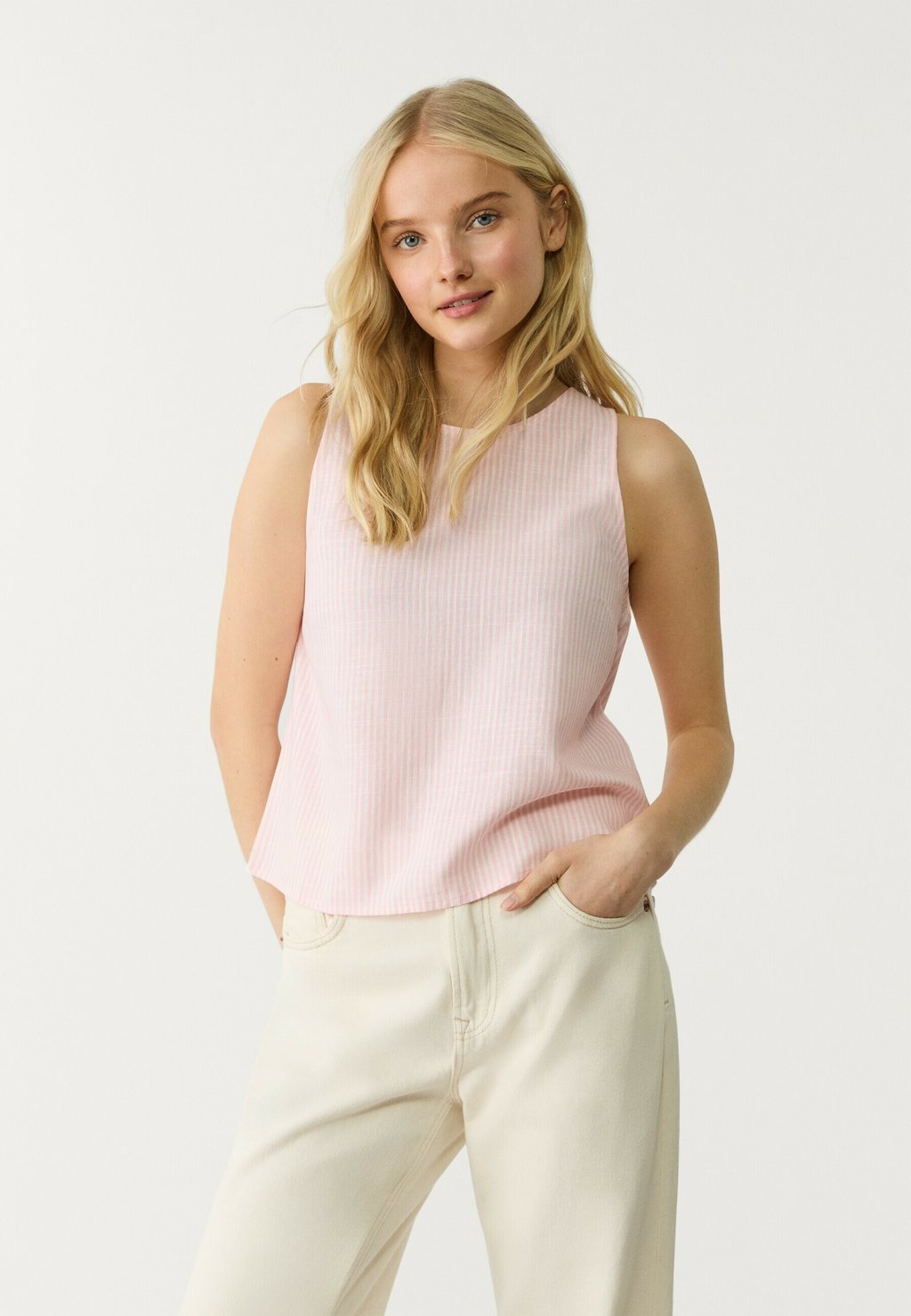 

Топ STRIPED - Blouse Stradivarius, цвет Mottled Light Pink