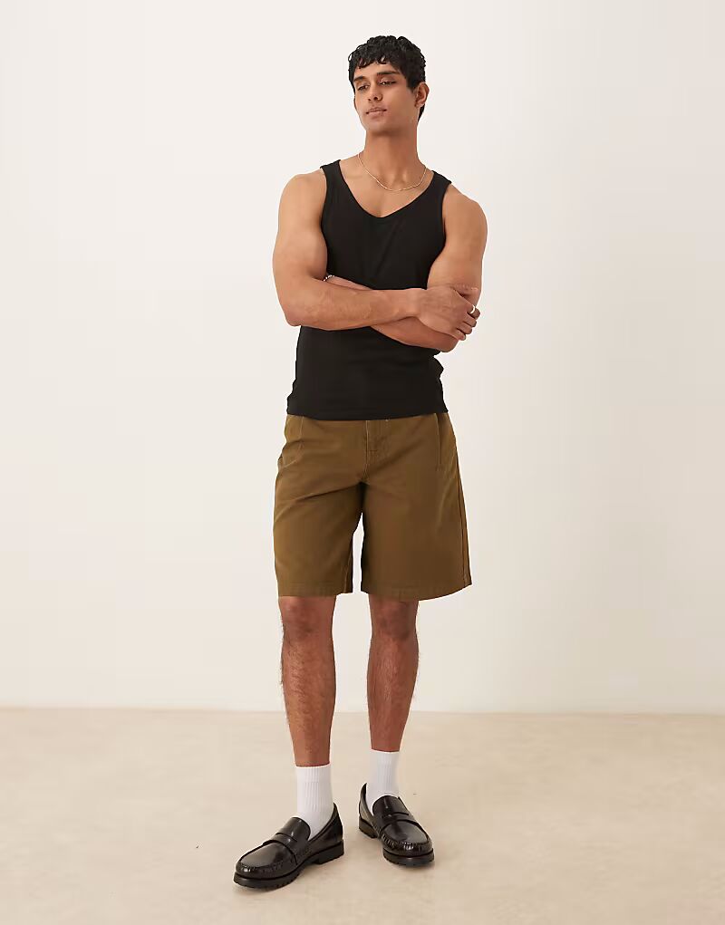 

Длинные плиссированные шорты ASOS DESIGN цвета хаки