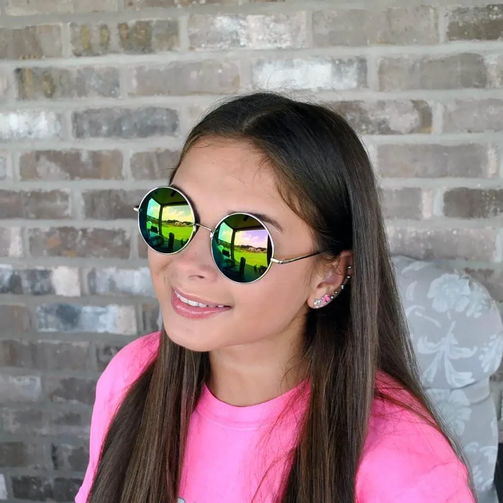 

12 круглых ретро-винтажных солнцезащитных очков с металлической оправой, цветными и зеркальными линзами, большими и маленькими линзами, Mix 1 (43 and 56 Mm)