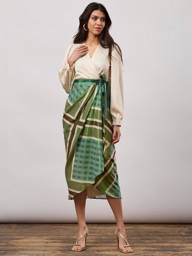 

Элегантное платье с запахом Closet London, цвет Olive/Multi