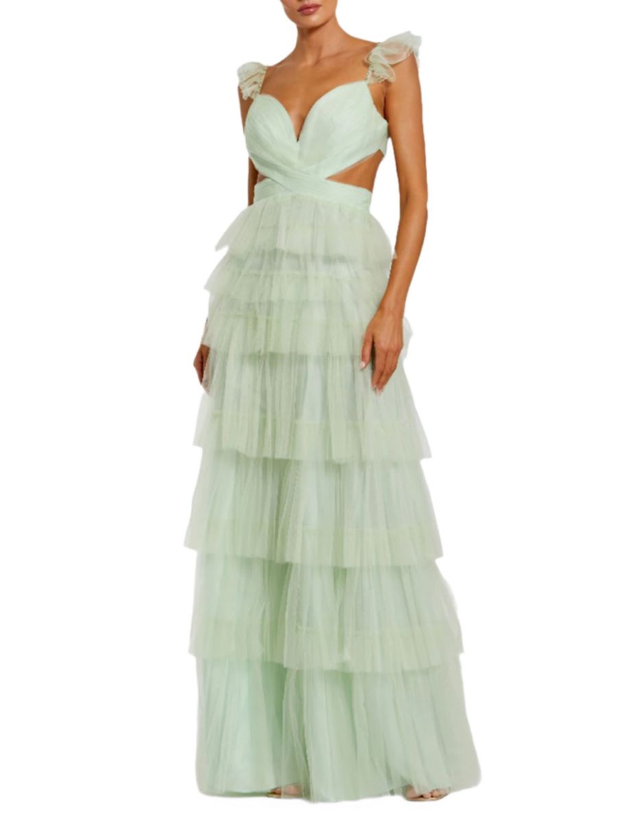

Платье с вырезом и оборками Mac Duggal, цвет Mint