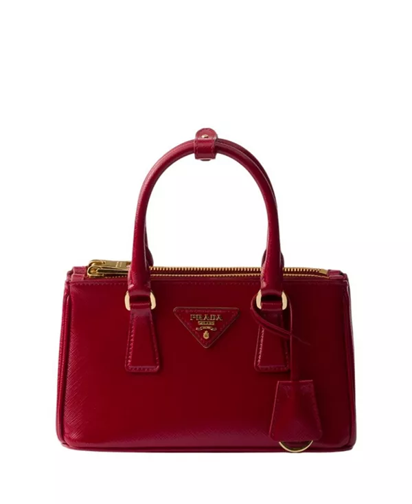 

Мини-Сумка Galleria из лакированной сафьяновой кожи Prada, красный