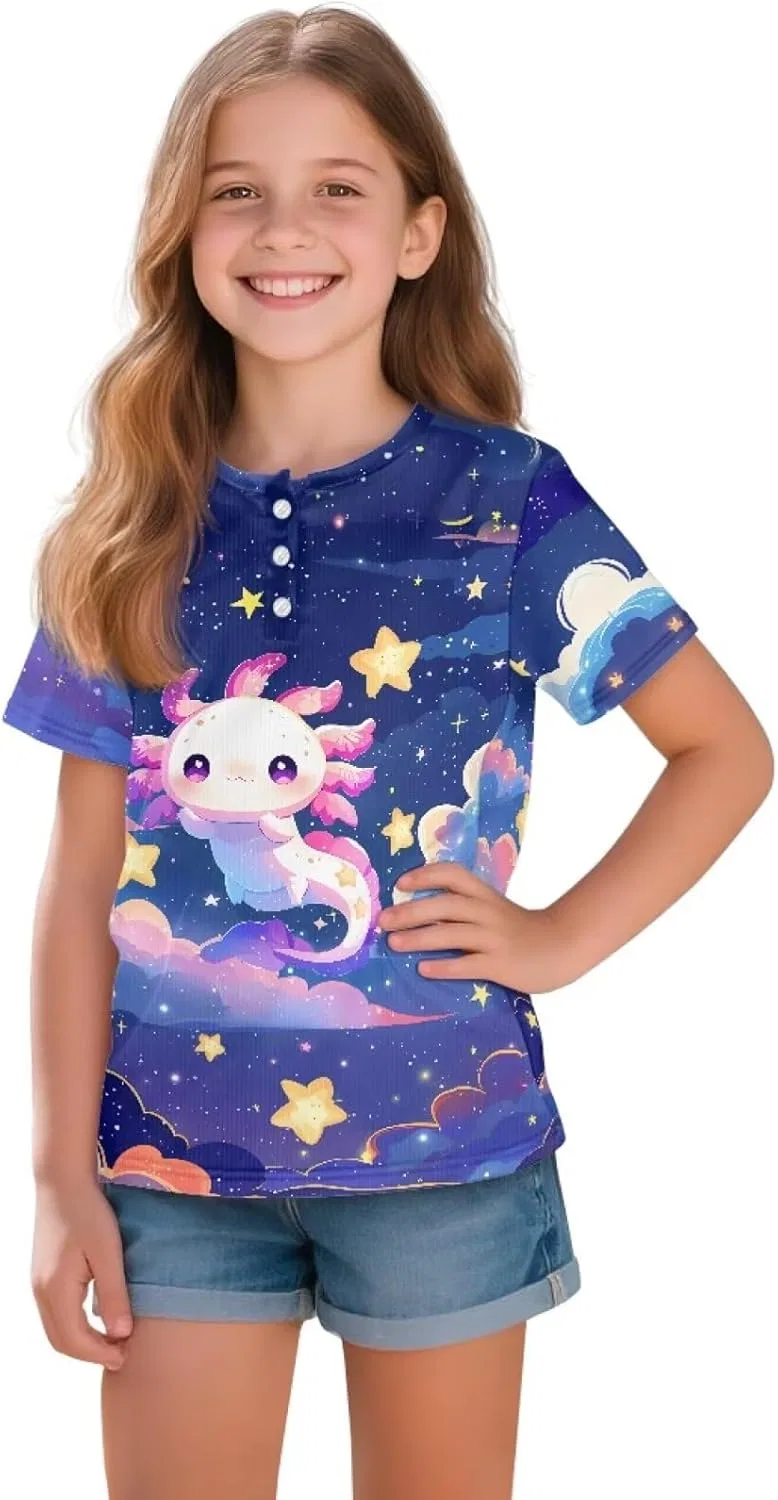 Футболка детская с принтом Gzzxiailg, Night Axolotl