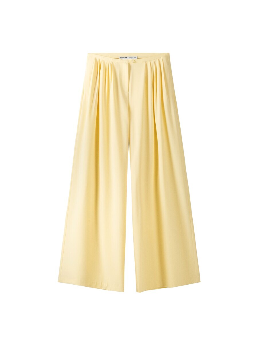 

Брюки со складками спереди Bershka Wide leg Pleat-Front Pants, желтый