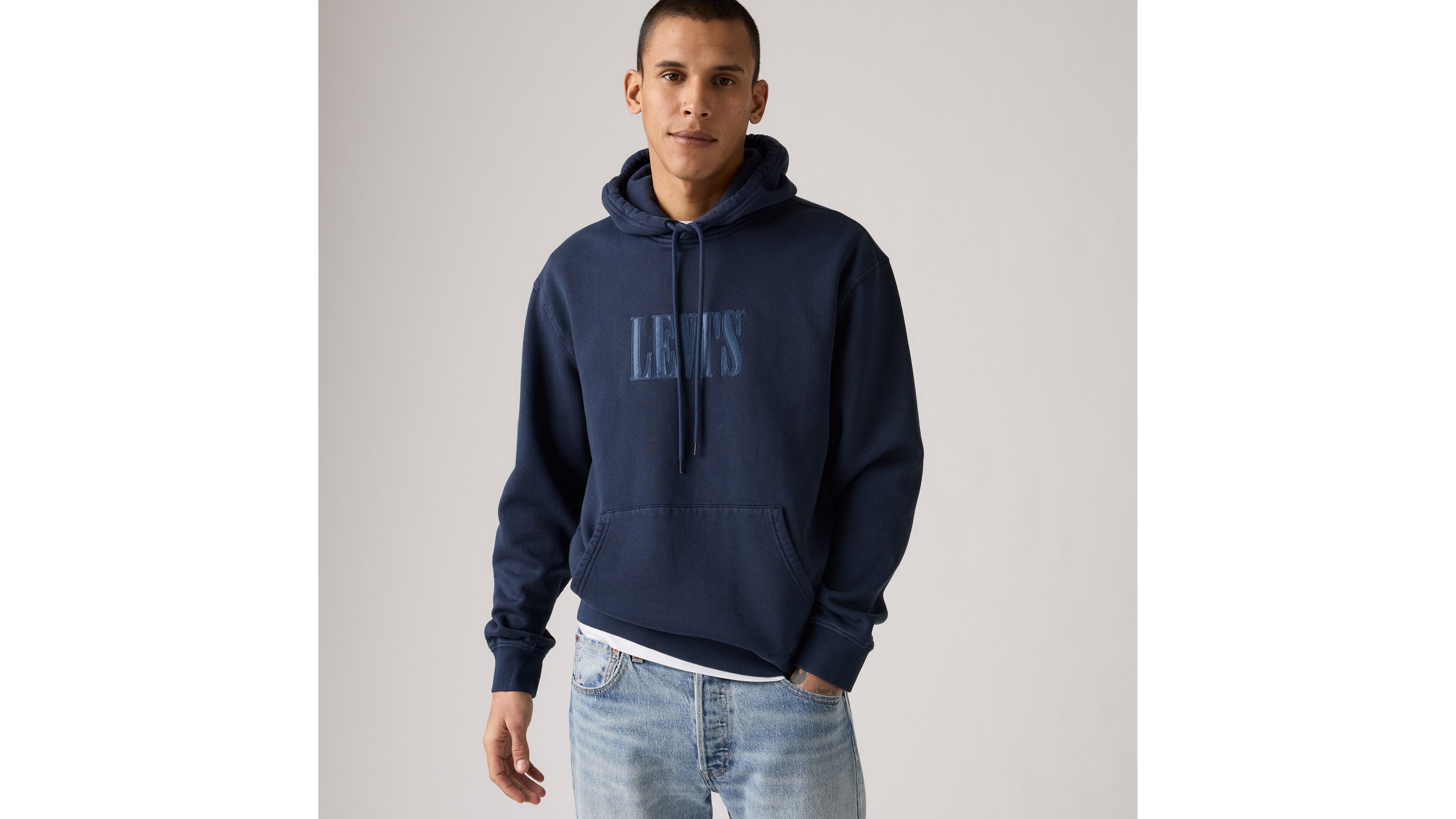 

Свободная толстовка с капюшоном и графическим принтом Levi's, Navy Blazer - Blue