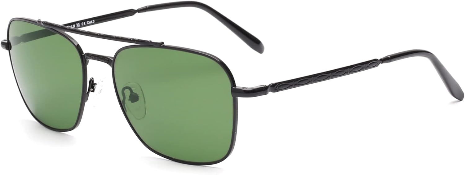 

Солнцезащитные очки JIM HALO Retro Square Aviator с линзами из высококачественного стекла и плоскими металлическими линзами, для мужчин и женщин, #2 Black Frame /Green Lens