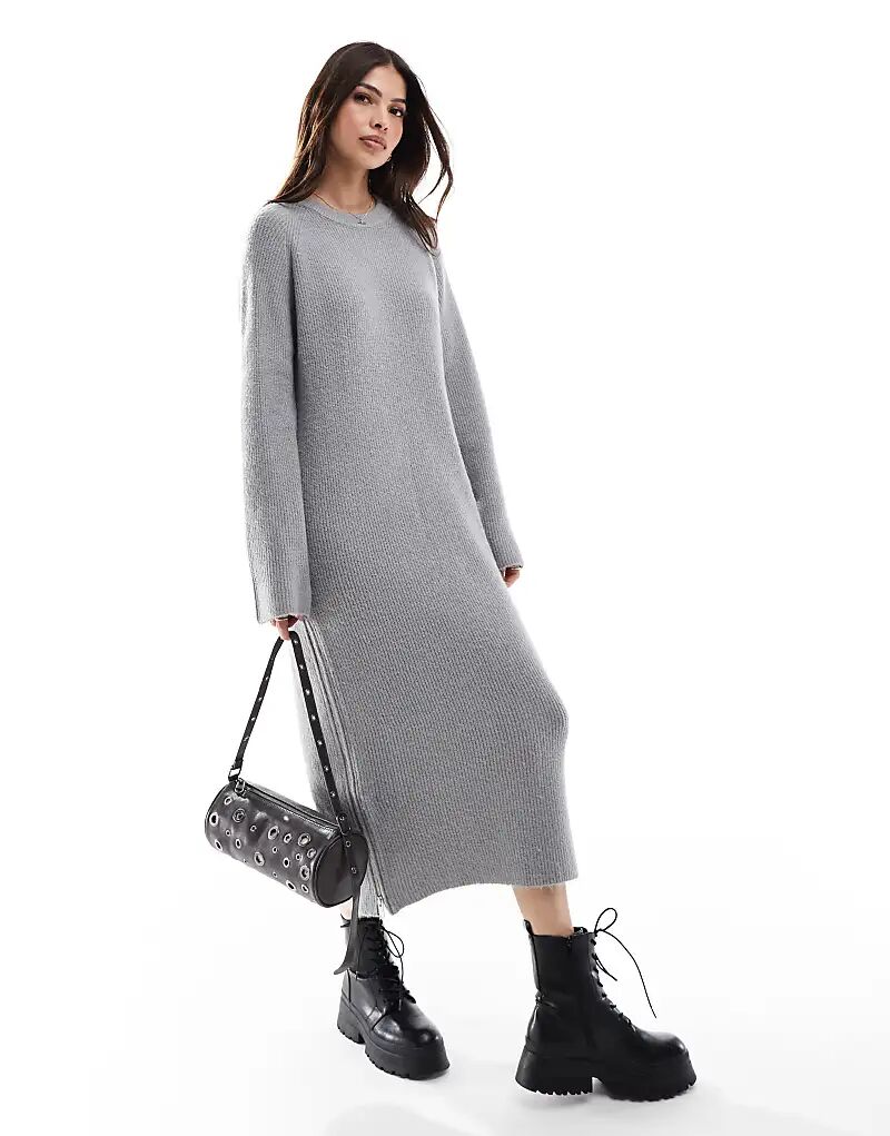 

Макси-платье с застежкой-молнией серого меланжевого цвета Miss Selfridge
