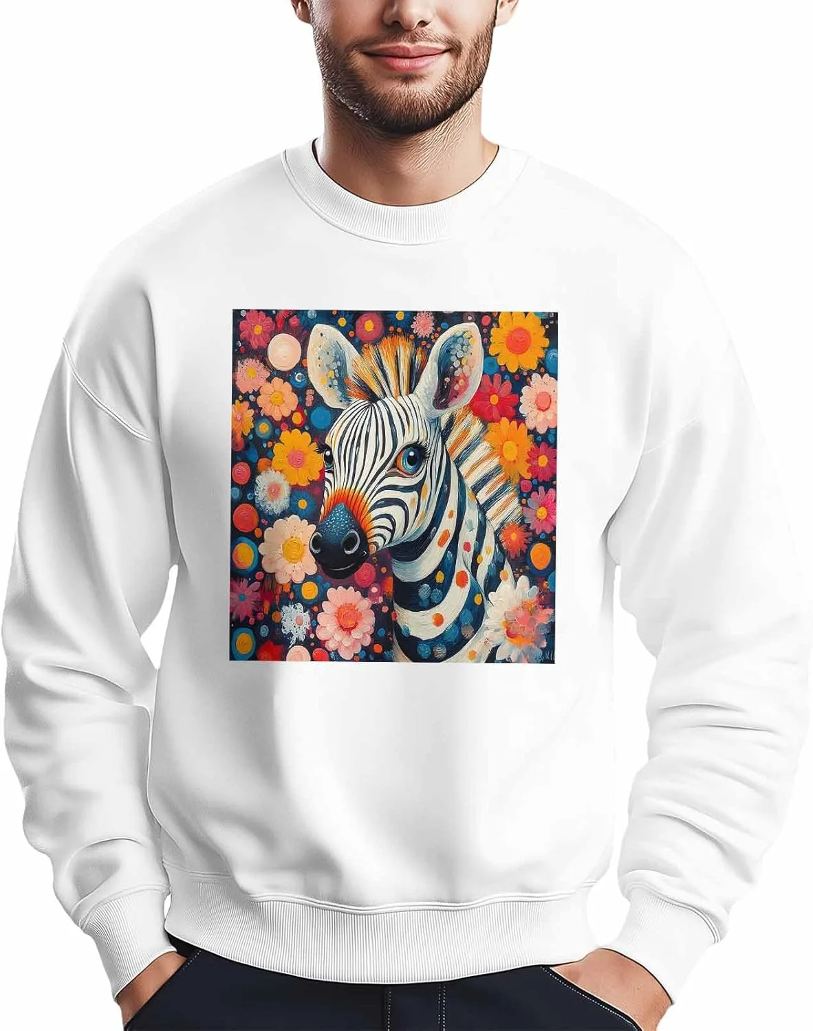 

Мужской свитшот с абстрактным принтом "розовый цветок и зебра" Winvebermior