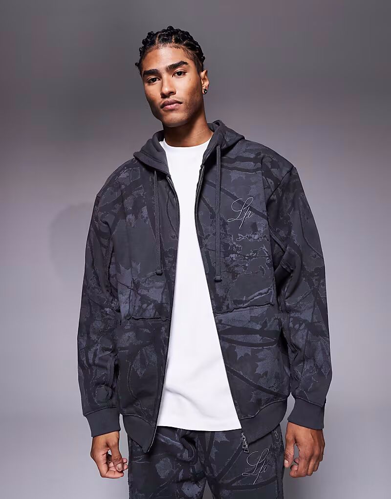 

Толстовка большого размера с камуфляжным принтом на молнии, цвет многоцветный Liquor N Poker