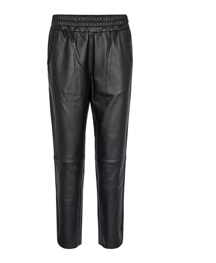 

Черные кожаные спортивные штаны с эластичным поясом Mos Mosh, черный