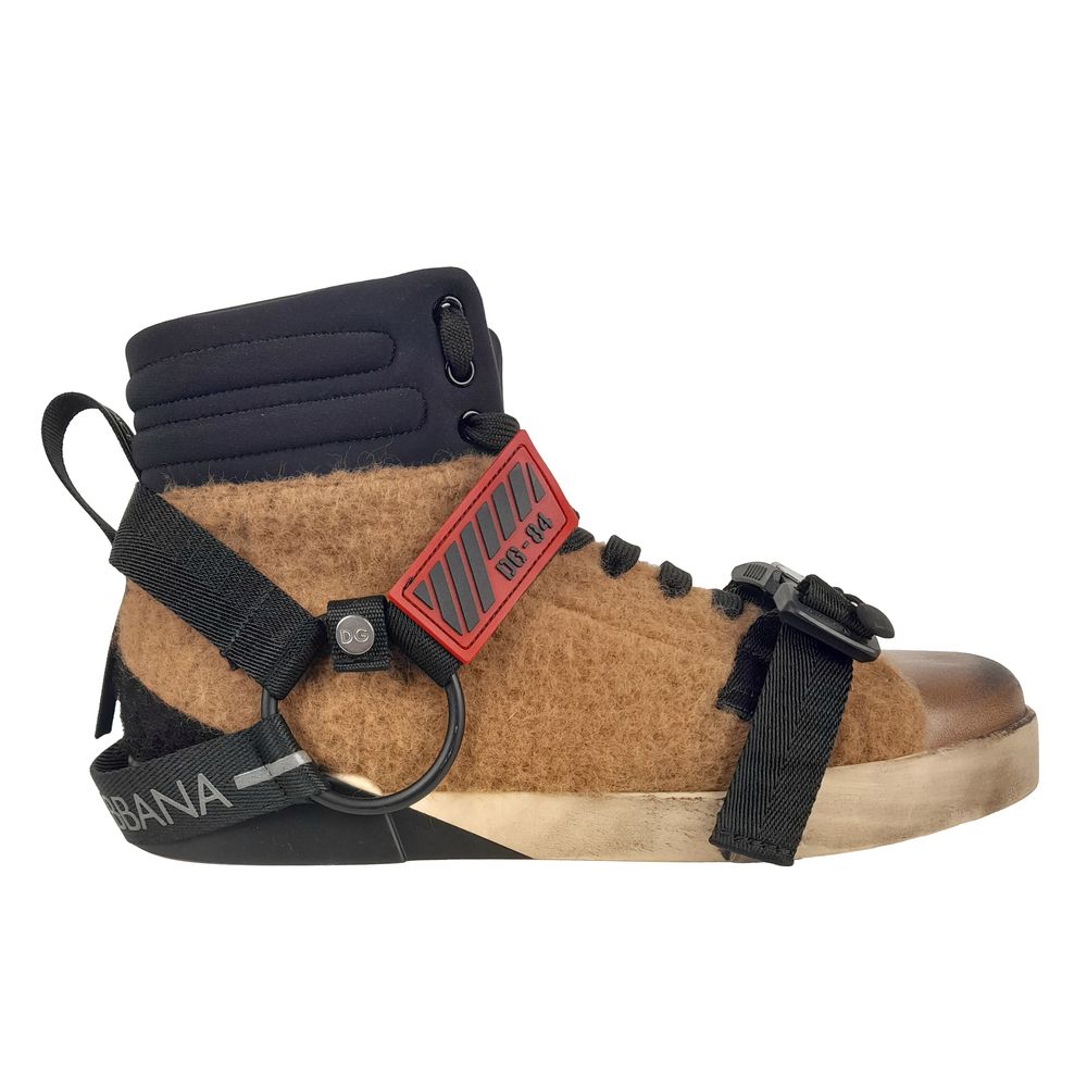 

Кроссовки Elevated High-Top из смеси шерсти Dolce & Gabbana, коричневый
