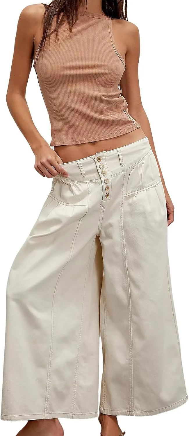 

ebossy Женские модные брюки-бананы с завышенной талией и карманами