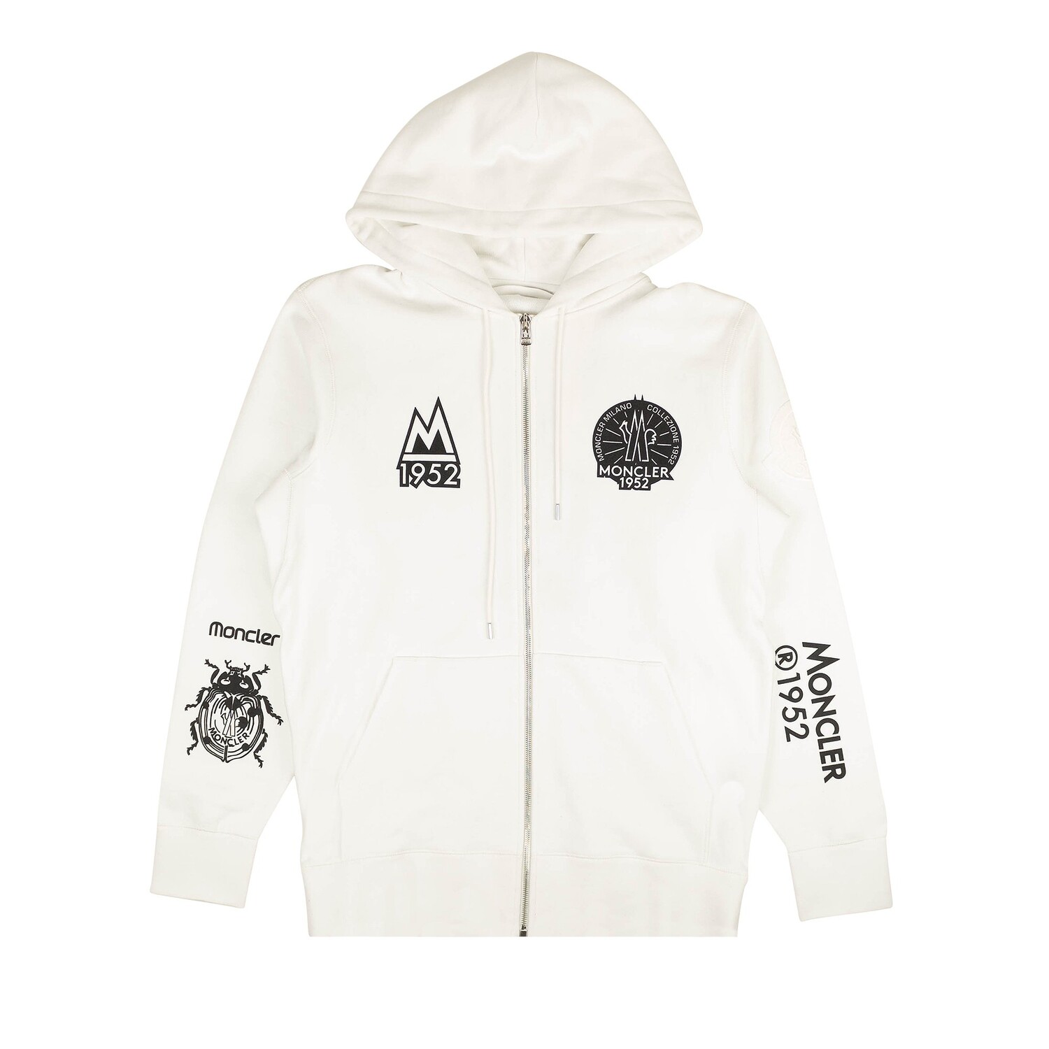 

Moncler Толстовка с капюшоном и логотипом на молнии 1952, цвет Белый