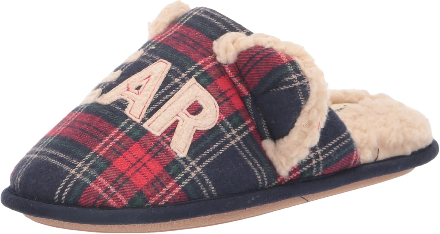 

Женские тапочки Dearfoams Buffalo Check Lil Bear, темно-синий