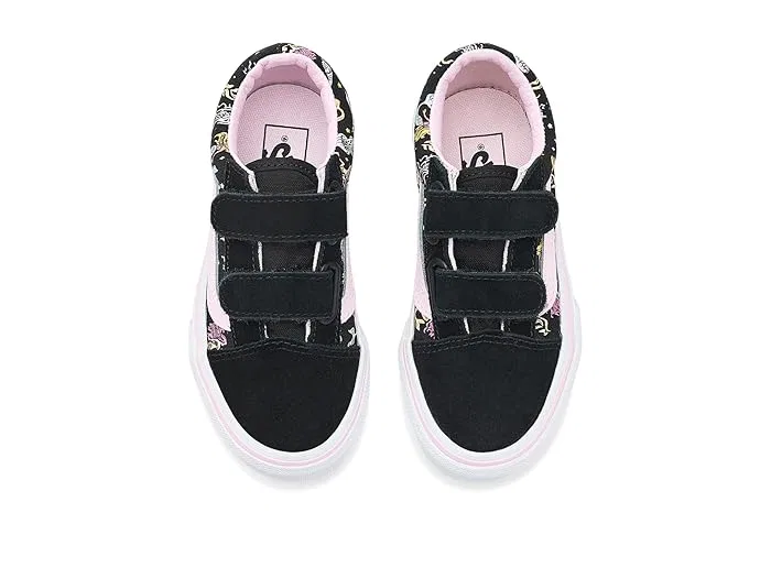 Кроссовки на липучках Old Skool V Vans Kids, Glow Mermaid Black/Pastel Pink — фото 3