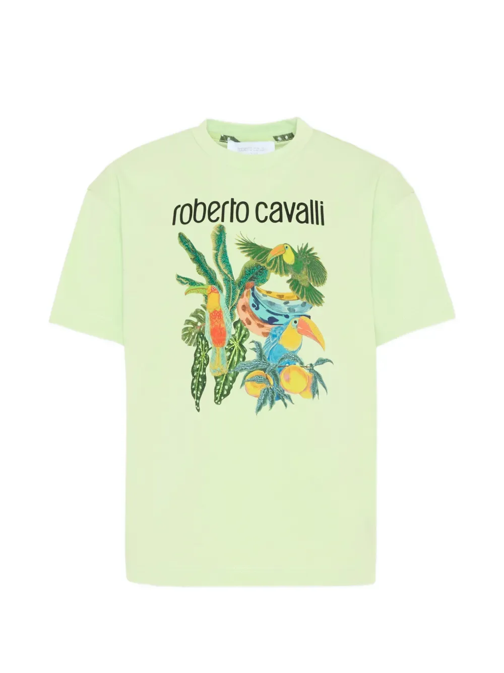 Футболка с короткими рукавами и джунглевым принтом Roberto Cavalli Junior, зеленый