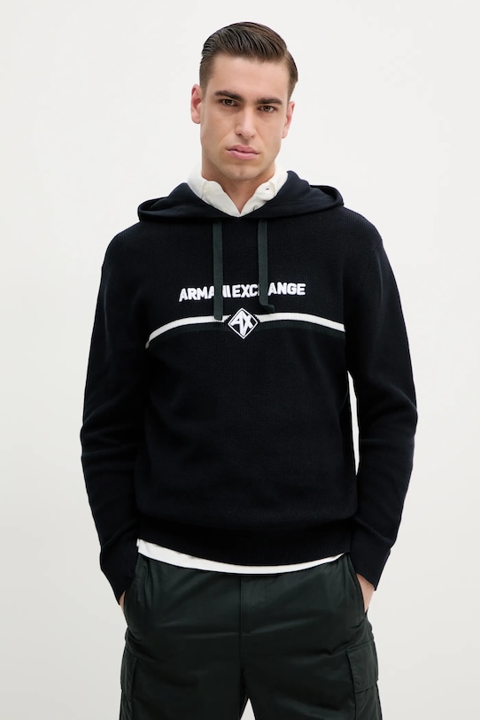 

Хлопковый свитер Armani Exchange, темно-синий