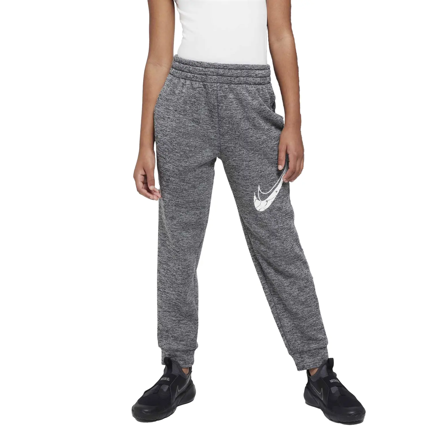 

Nike Подростковые вязаные спортивные штаны Black/Light Smoke Gray