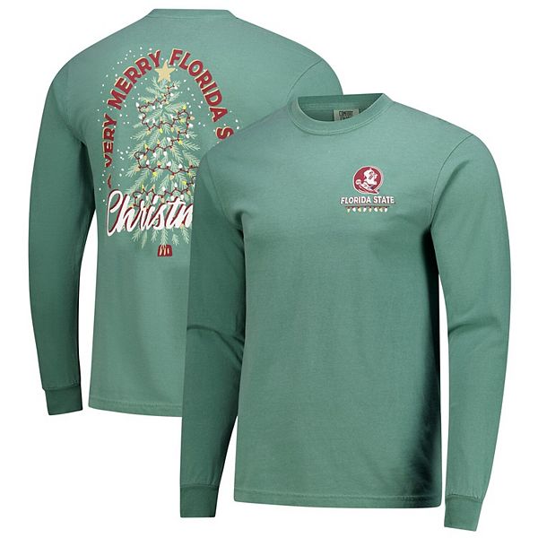 

Мужская зеленая футболка Florida State Seminoles Comfort Colors с рождественской елкой Image One
