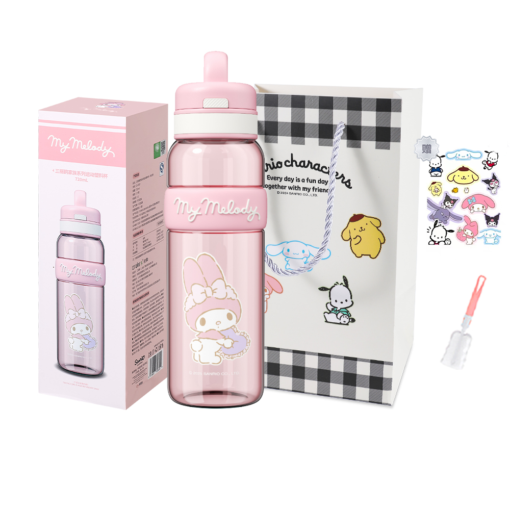 

Пластиковые стаканы Melodi 720 мл Sanrio, My Melody Water Cup+Shopping Bag+Sticker Cup Cleaning Brush