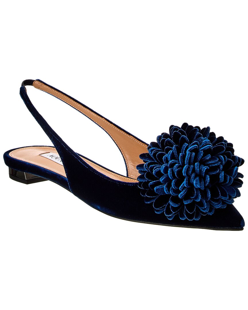 Туфли-лодочки Aquazzura Couturier Velvet Slingback Flat, синий