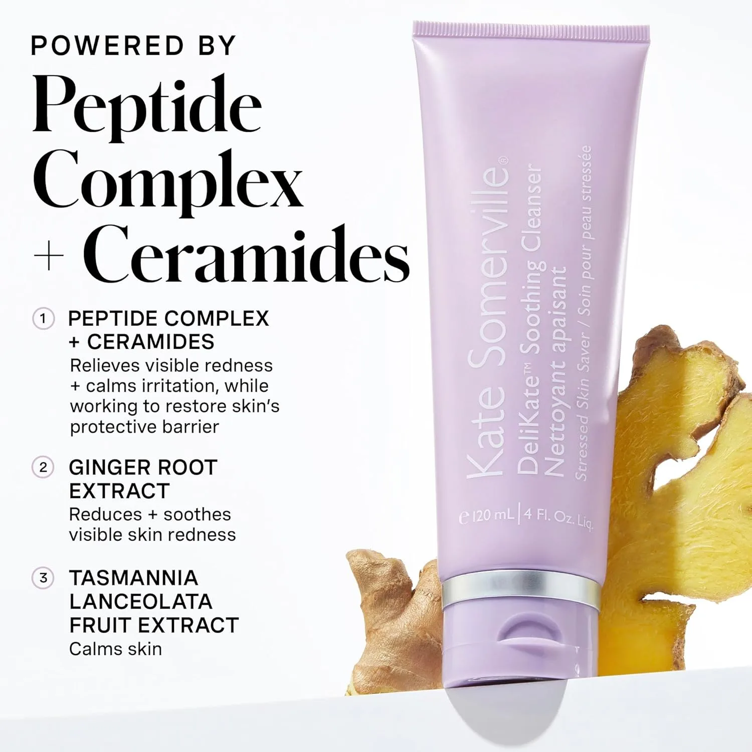 Kate Somerville DeliKate Soothing Cleanser - увлажняющее средство для умывания чувствительной кожи, клинически доказано снимает покраснение, раздражение и стянутость, 118 мл (набор из 3 шт) — фото 2