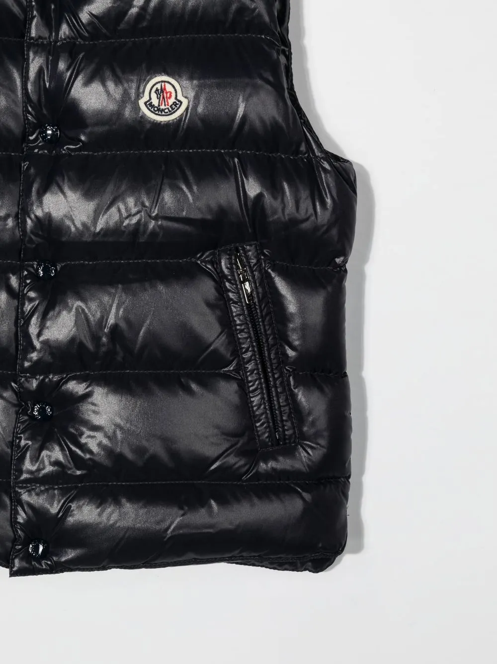 Дутый жилет с нашивкой-логотипом Moncler Enfant, синий — фото 3