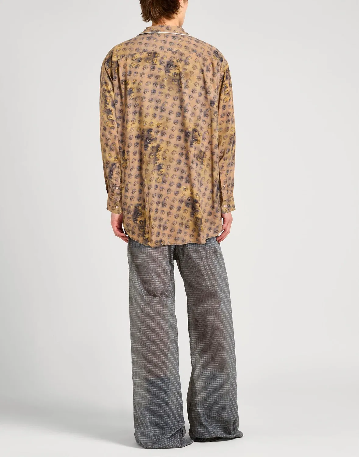 Рубашка с цветочным принтом ACNE STUDIOS светло-коричневая — фото 3