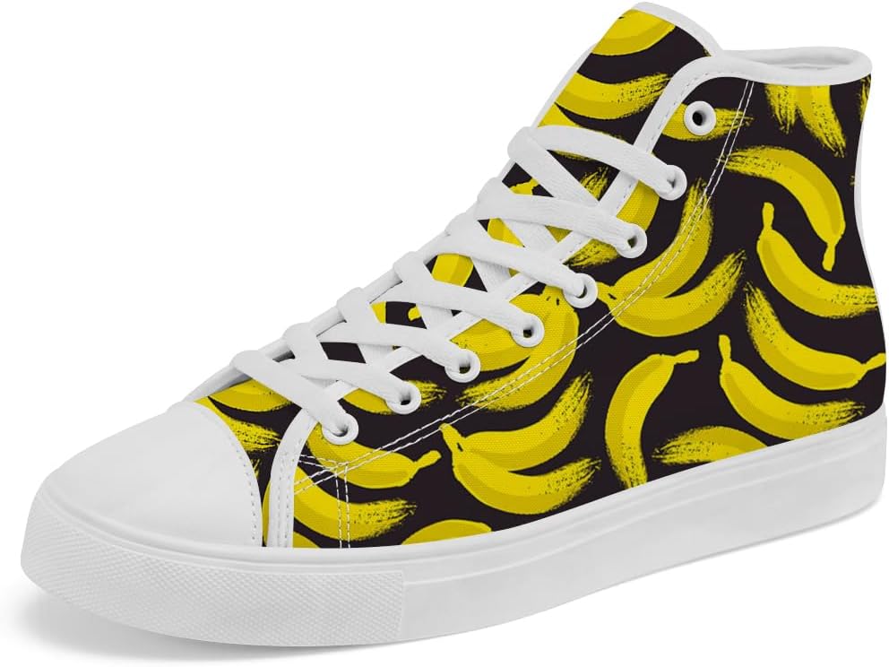 

Кеды на высокой подошве chebing с принтом банана, текстильные кроссовки на шнуровке, повседневная обувь для женщин и мужчин, желтый