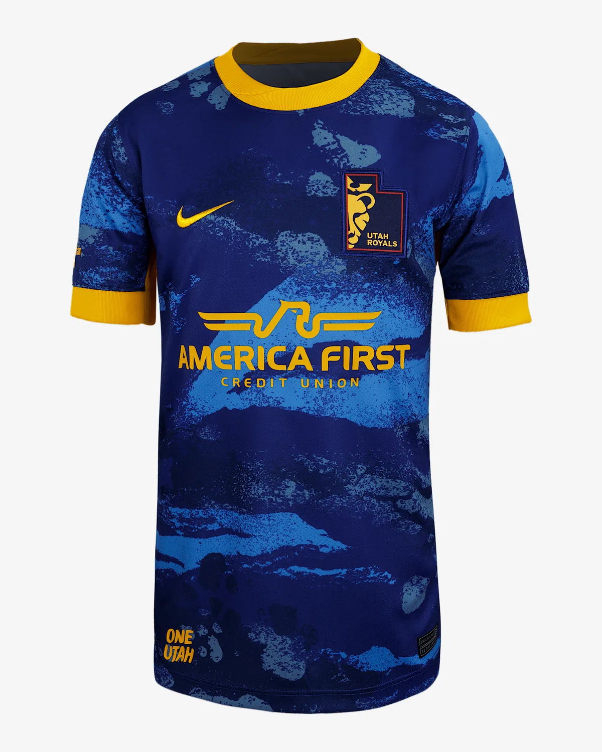 Большие детские Nike Dri-FIT NWSL Replica Jersey Utah Royals FC 2025 Stadium Away, Deep Royal Blue/University Gold