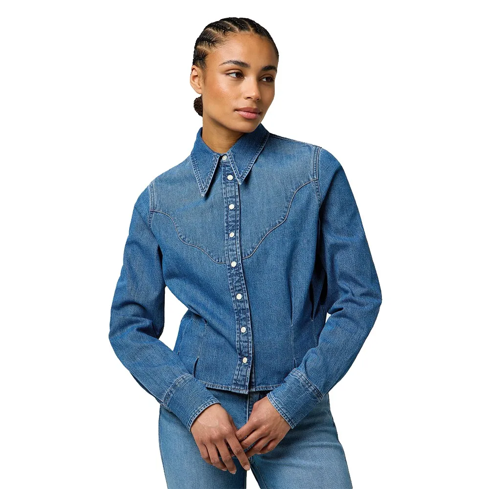 

Рубашка с длинным рукавом Wrangler Peplum Slim Fit, синий